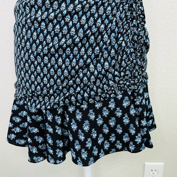 Veronica Beard Violet Silk Blend Ruched Floral Tie Mini Skirt Black 6/Small NWOT - Picture 7 of 15